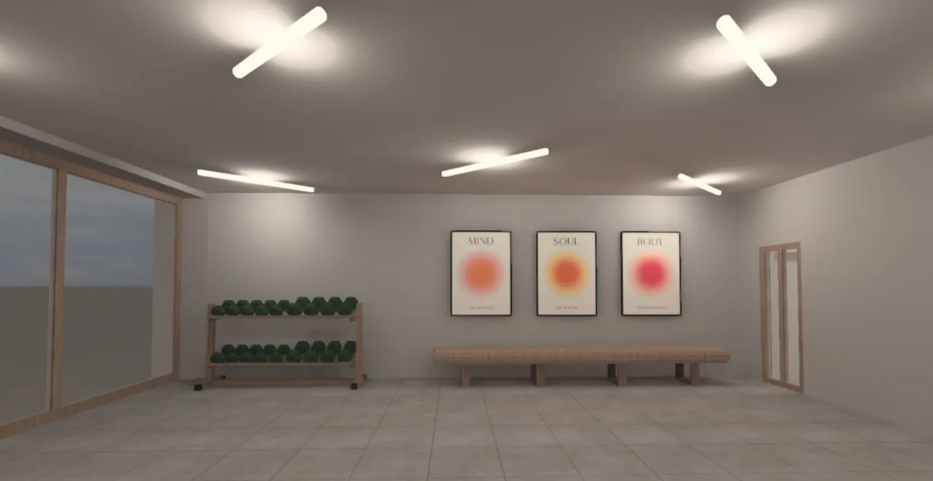 Modern ausgestatteter Fitnessraum der Residence Sermerio