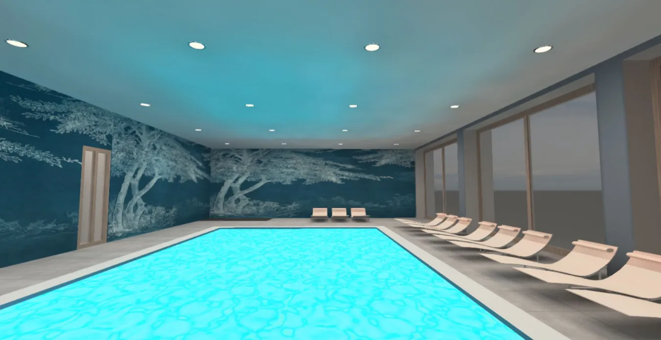 Außenpool der Residence Sermerio mit Blick auf den Gardasee